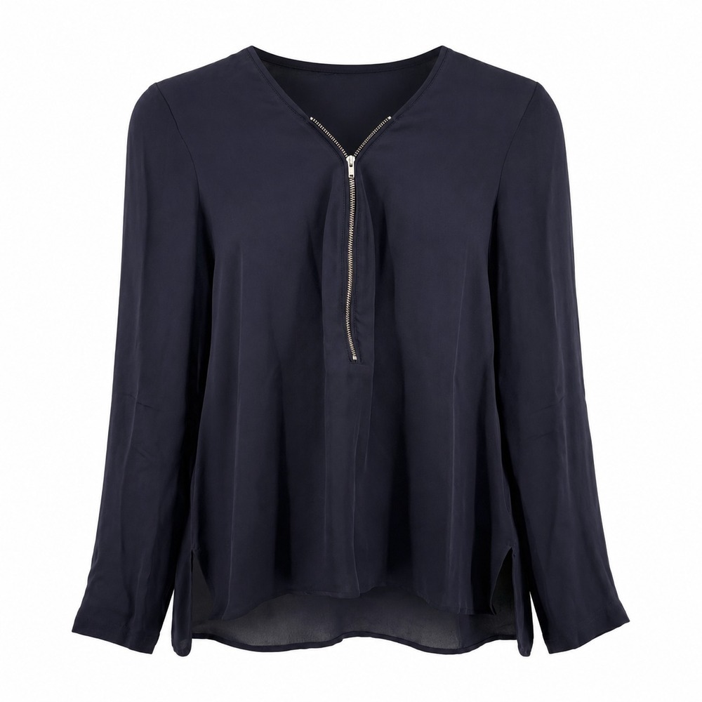 The Kooples Silk Half Zip Blouse Size S